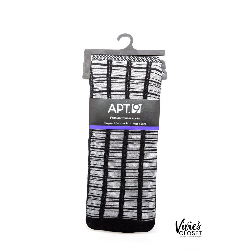 NWT APT. 9 Trouser Socks Black Size 9-11 (2 PAIRS)